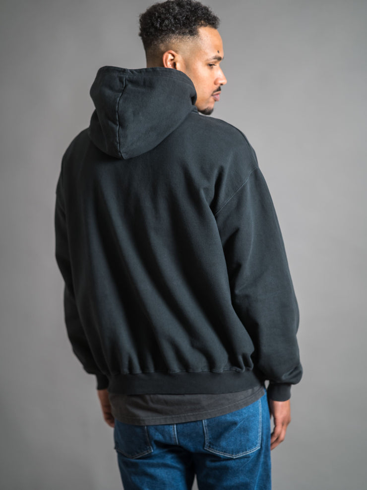 zuhuz clothing vintage hoodie in washed dark grey with eagle print