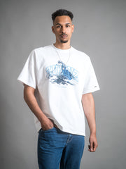 zuhuz clothing oversize shirt in white with mountain print